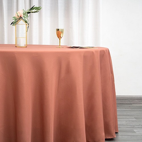 5 Pack TERRACOTTA 120 Inch ROUND TABLECLOTHS Wedding Decorations Table Covers - Picture 3 of 8