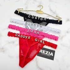 Sexy Tanga Bragas con Nombre Personalizado con Letras de Cristal Tanga Ropa Interior Personalizada