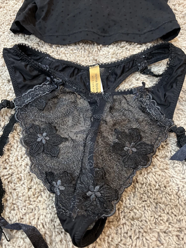 Donna Loren Etiqueta Dorada Cami, Tanga, Tanga y Niño Pantalones Cortos Con Ligas Lencería L Foto 4 de 4