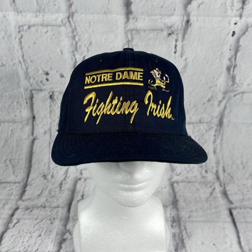 Cappello Berretto Vintage Notre Dame "Fighting Irish" Blu Giallo Cucito Snapback