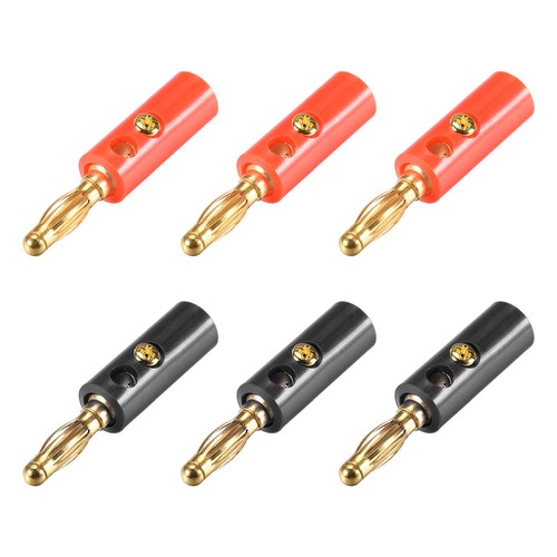 6 Connecteurs Banane 4mm à Visser – Uxcell, 2 Couleurs (paire De 6)
