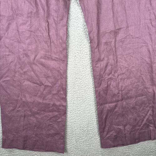 Calvin Klein Pants Womens 16 Straight Leg Cuffed Mid Rise Plum 100% Linen NWT - Picture 3 of 15