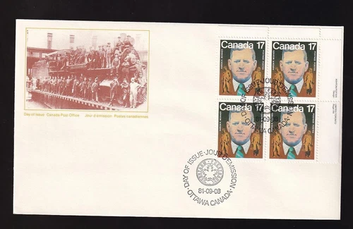 Canada FDC 1981 sc#899 Aaron Mosher-Labour Congress Founder, UR PB