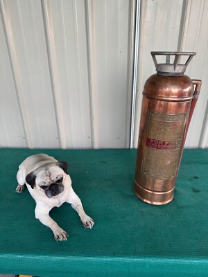 Vintage Antique Foam Fyr-Fyter Brass Copper Fire Extinguisher Empty