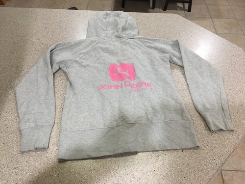 JOHN DEERE Girls ZIP-UP HOODIE SWEATSHIRT Gray Size M - Picture 9 of 12