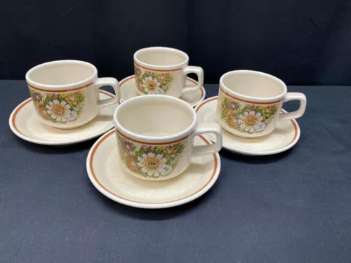 Lenox Temperware "MAGIC GARDEN" ~ Set of 4 ~ Cups & Saucers ~ 2 3/4" Tall