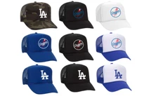 LA Baseball Polyester Foam Front Mesh Backing Trucker Hat - HTV Printed Logos