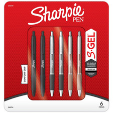 Sharpie S-Gel Metal Barrel Pens 0.7mm Medium Point Black Ink 6 Pack