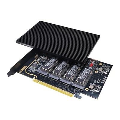 PCIe 4.0 X16 To M.2 MKey NVMe X4 SSD Expansion Adapter Card Heatsink 256Gbps