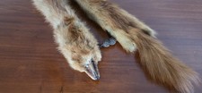 Vintage Brown Mink Fur Stole with Head Paws Tails Beads Evening Wrap