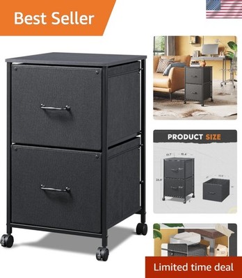 Lightweight 2-Drawer Vertical Filing Cabinet - Modern Storage Solution in Black