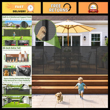 48" Tall x 120" Wide Outdoor Retractable Gate - All-Weather, Durable, Black Fini