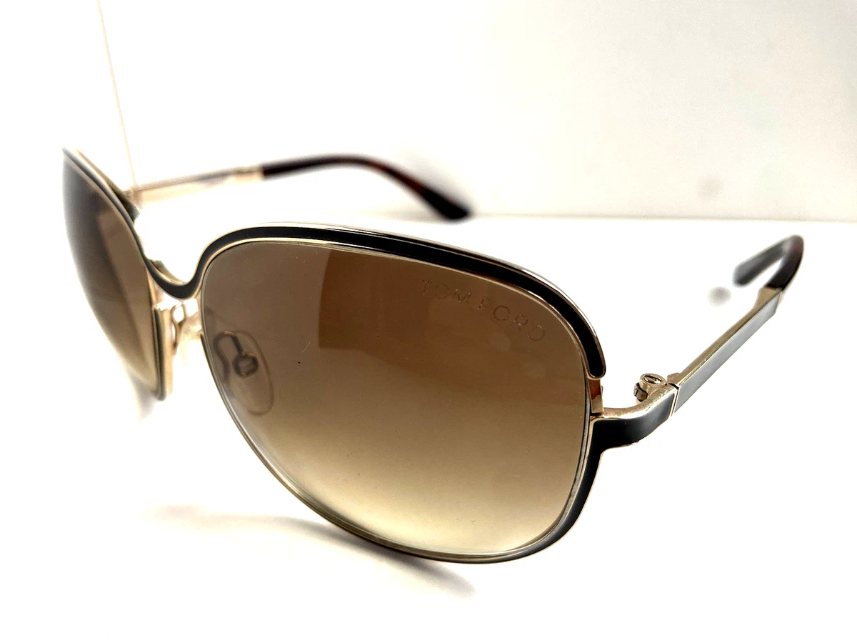 Tom Ford Telma Tan Round Sunglasses with Gradient Lenses Tom Ford TF325 20W Sunglasses Taro/White Frame Blue Lens 60  main image 3