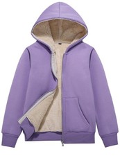 Unisex Boys Girls Fleece Jacket Hoodie Sherpa Lined Zip Up Hooded Sweatshirt ...