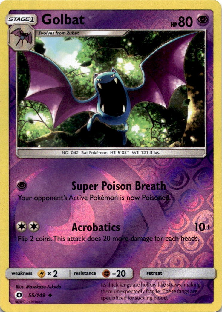 GOLBAT 55/149 UC SM BASE SET POKEMON REVERSE HOLO MP