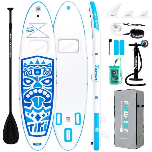 Inflatable 10'6" x 33" Stand Up Paddle Board Kit w/ Paddle, Pump, Fins, Backpack