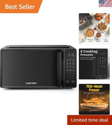 Elegant Black Countertop Microwave - 0.7 Cu. Ft. with Eco Mode & 6 Presets