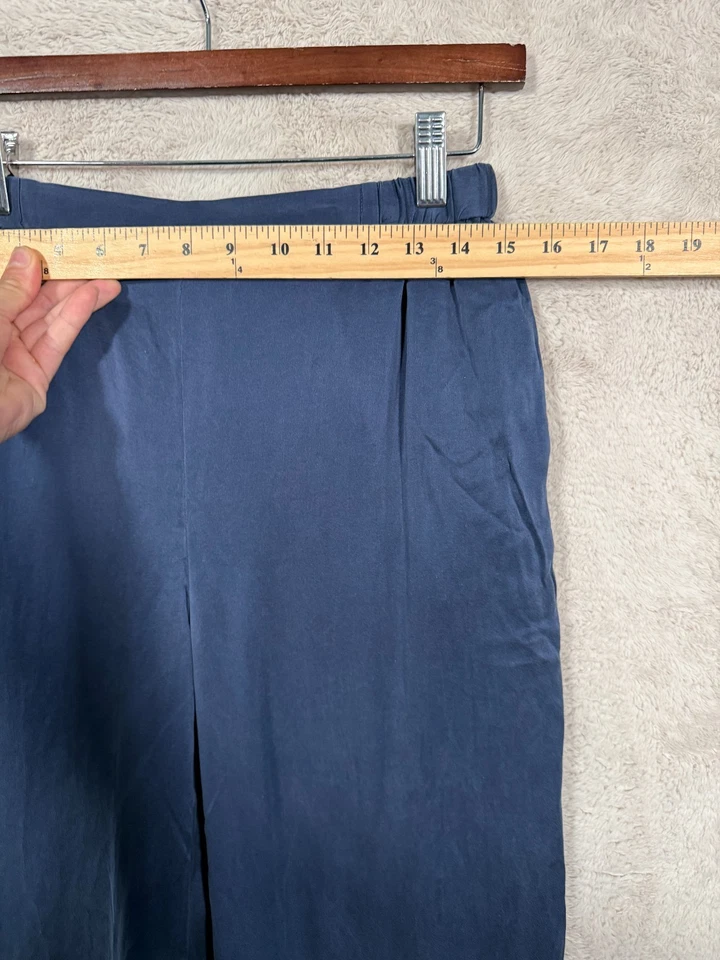 Quince 100% Silk Wide Leg Pants Women’s Size M Navy Blue Minimalist Lounge Luxe - Image 4 of 4