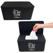 2 Pack Baby Wipes Dispenser for Bathroom Please DO NOT Flush Wipes Holder Con...
