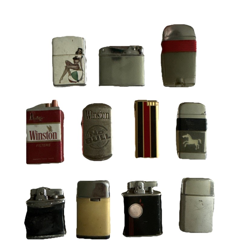 Vintage Lighter Lot of 11- Ronson Gibson Japan Winston-Estate Find Untested