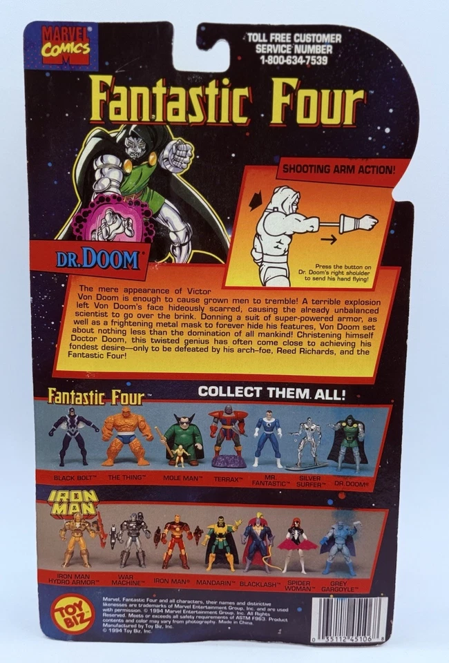 DR DOOM Action Figure ToyBiz Fantastic Four Villain Series 1 - New Sealed - Image 2 of 2