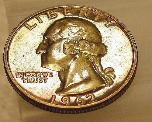 1962  Gem Proof Quarter 90% Silver MONSTER TONING  #114 ~ 11