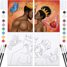 Couples Painting Kit Date Night King and Queen Sip and Paint Kit for Adults Pre