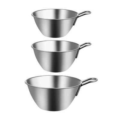 Edelstahl Rührschüssel mit langem Griff, Kochschüssel, Servierschüssel, Eier