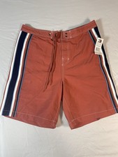 NWT Tommy Hilfiger Y2K Vintage Shorts Men s L Red Nylon Swim Trunks Retro Prep