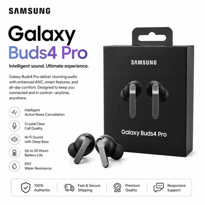 Samsung Galaxy Buds4 Pro Wireless Bluetooth Earbuds - Black | New Sealed