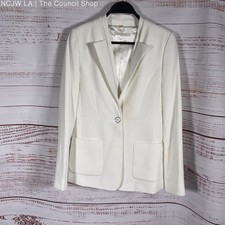 Elie Tahari White Single Button Patch Pocket Blazer Jacket - Size 2