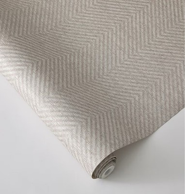 Tempaper Jeremiah Brent Peel Stick Wallpaper Ecru Grasscloth Parquet