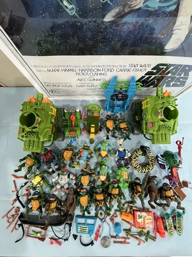 1990s Vintage TMNT Lot Vehicles, Accessories, Figures, Playmate