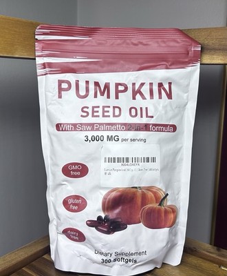 Pumpkin Seed Oil With Saw Palmetto 2 In 1 Formula-300 Softgels Exp 04/ 2027-
