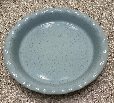 PAULA Deen Robin's Egg Blue Speckled Stoneware Pie Plate 11.25'' Ruffled Edge