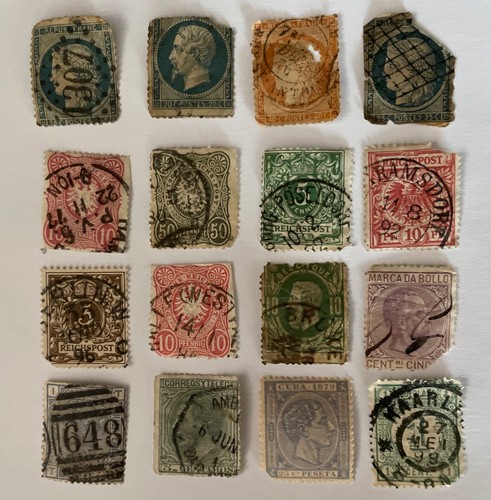 16 Damaged Pre-1900 Stamps - France, Germany, Belgium, Netherlands, UK