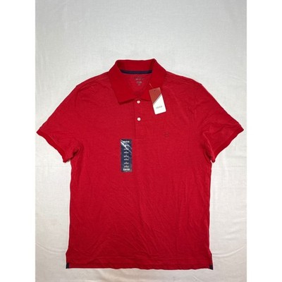 IZOD Advantage Performance Polo Mens Large Red Micro Stripe Short Sleeve NWT