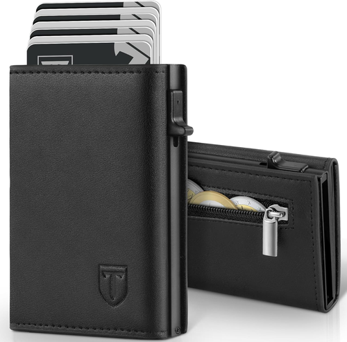 Portafoglio Uomo Slim, Portacarte in Pelle Con Protezione RFID, Porta Carte Di C - Foto 12 di 12