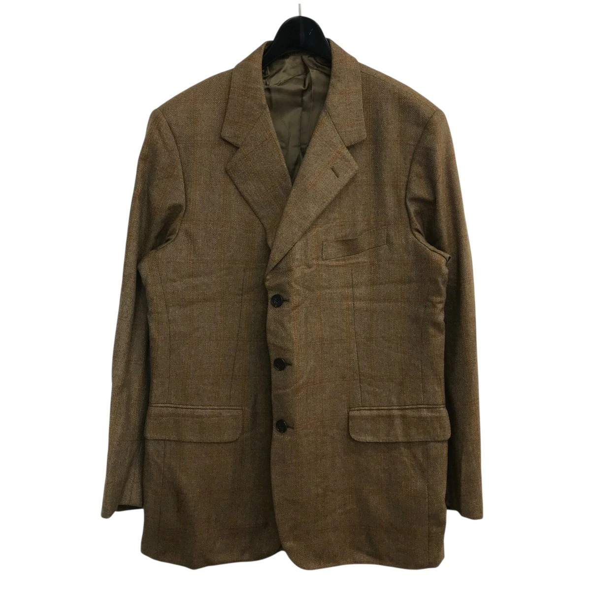 Used HERMES Check Pattern Tailored Jacket Brown S… - image 1