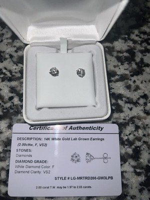 Lab Grow Diamant Ohrstecker 14k Weißgold 2 Karat