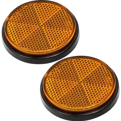 Reflektoren orange Rund 60mm Kleben Rückstrahler Katzenauge 2 Stück