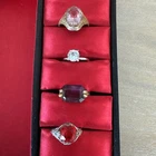 5 Vintage Rings Mixed Metals Stones Estate Lot Costume Jewelry