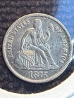 1875-CC 10c Seated Liberty Dime Carson City MM above Bow Type XF