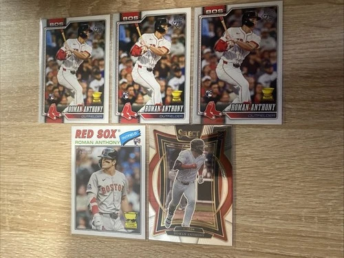 Lot of (5) Roman Anthony Rookie Cards- Topps, Select, Heritage RC