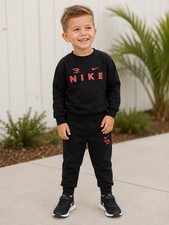 Nike 3 Brand Black Crewneck Sweatshirt And Jogger Pants 2PC Set Boys Size 4 NWT