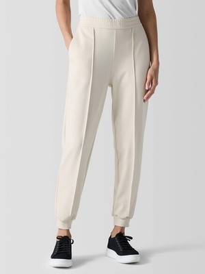 Eileen Fisher Ivory Lightweight Ponte Jogger Pant Easy Fit Ankle Minimalist XL