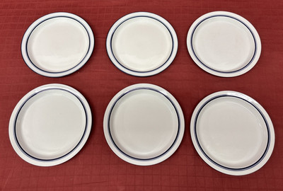 Dansk Bistro CHRISTIANSHAVN Blue Stripe 8.75'' Salad Dessert Plates Set of 6
