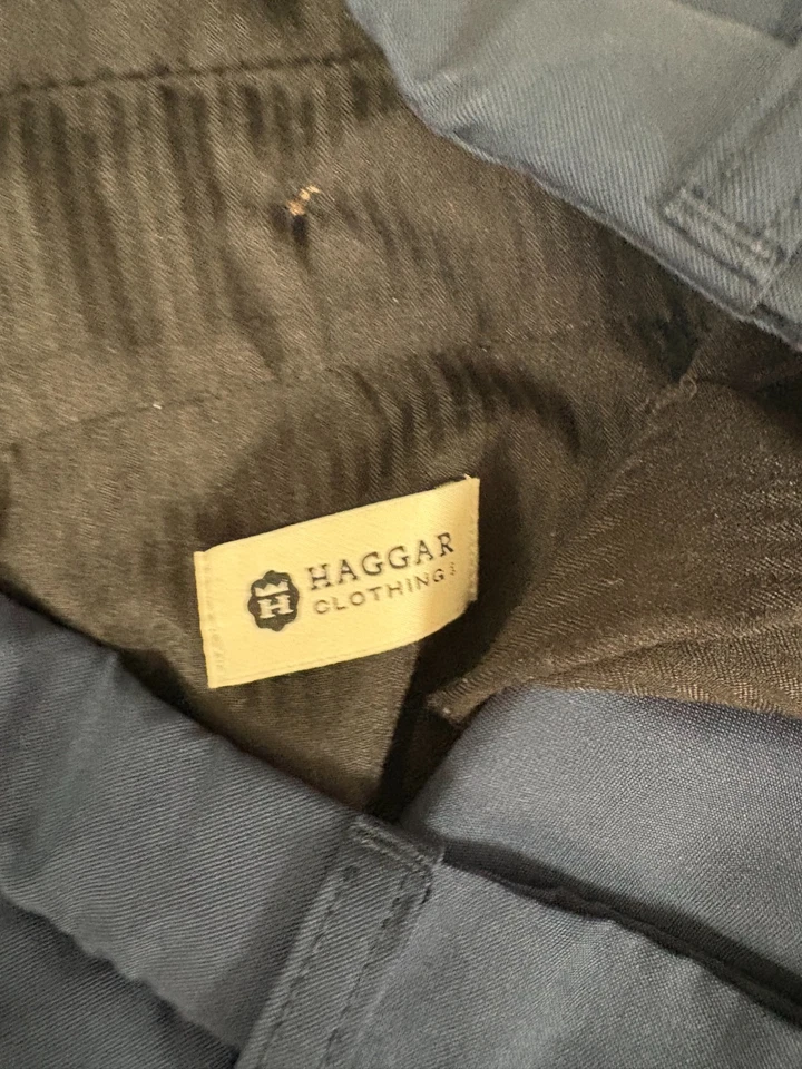 Haggar Chino Shorts Mens Size 34 Navy Blue Stretch Slash Pocket Mid-Rise Outdoor - Image 3 of 4