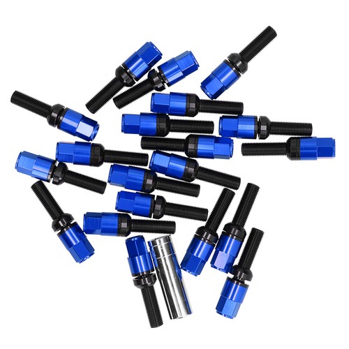 Ι Blue 21pcs 42mm Extended Lug Bolt Kit With Sleeve M14x1.5 Ball Auto - Picture 10 of 12