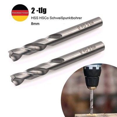 2-tlg 8mm HSS HSCo Schweißpunktbohrer Schweißpunktfräser Schweißpunkt Bohrer DE
